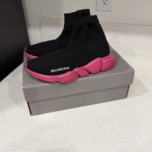 Balenciaga Black and Pink High-Top Sneakers